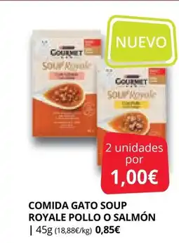 Supermercados MAS Comida gato soup royale pollo o salmón oferta