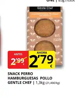 Supermercados MAS GENTLE CHEF Snack perro hamburguesas pollo oferta