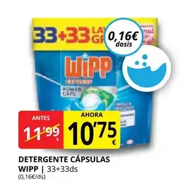 Supermercados MAS WIPP Detergente cápsulas oferta