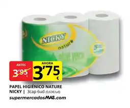 Supermercados MAS NICKY Papel higiénico nature oferta
