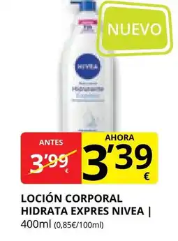 Supermercados MAS NIVEA Loción corporal hidrata expres oferta
