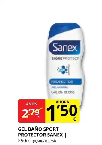 Supermercados MAS SANEX Gel baño sport protector oferta