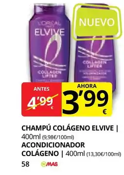 Supermercados MAS ELVIVE Champú colágeno oferta