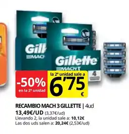 Supermercados MAS GILLETTE Recambio mach 3 oferta