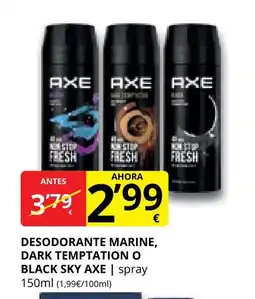 Supermercados MAS AXE Desodorante marine, dark temptation o black sky oferta