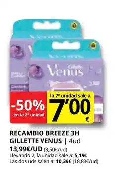 Supermercados MAS VENUS Recambio breeze 3h gillette oferta