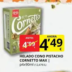 Supermercados MAS Helado cono pistacho cornetto max oferta