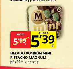 Supermercados MAS MAGNUM Helado bombón mini pistacho oferta