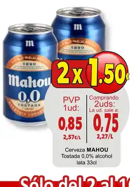 SPAR MAHOU Cerveza Tostada 0,0% alcohol oferta