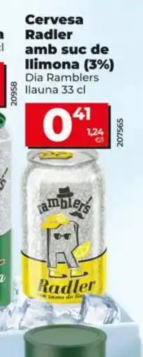 Dia DIA RAMBLERS Cervesa Radler amb suc de Ilimona (3%) oferta