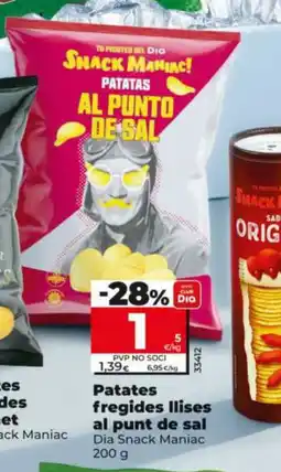 Dia DIA SNACK MANIAC Patates fregides llises al punt de sal oferta