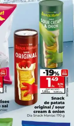 Dia DIA SNACK MANIAC Snack de patata original/sour cream & onion oferta
