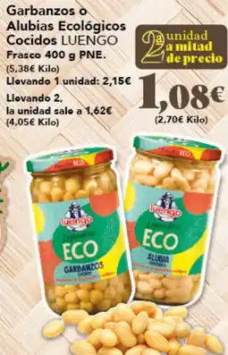 Gadis LUENGO Garbanzos o Alubias Ecológicos Cocidos oferta