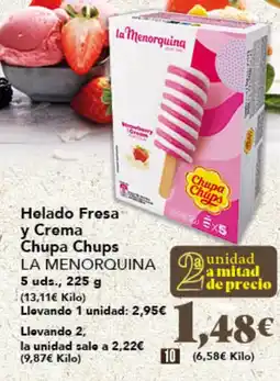Gadis LA MENORQUINA Helado Fresa y Crema Chupa Chups oferta