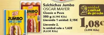 Gadis OSCAR MAYER Salchichas Jumbo Classic o Pavo oferta