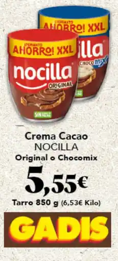 Gadis NOCILLA Crema Cacao Original o Chocomix oferta