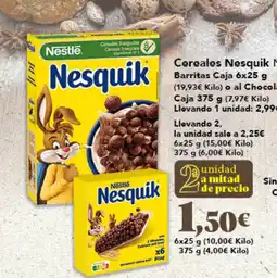 Gadis NESTLE Cereales Nesquik Barritas Caja o al Chocolate Caja oferta