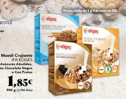 Gadis IFA ELIGES Muesli Crujiente Azúcares Añadidos, Con Chocolate Negro o Con Frutas oferta