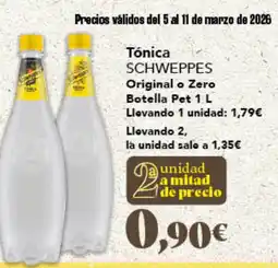 Gadis SCHWEPPES Tónica Original o Zero oferta