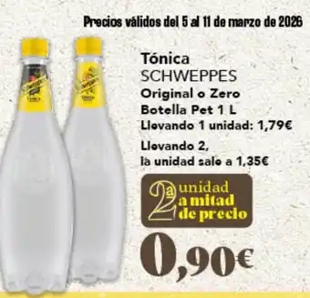 Gadis SCHWEPPES Tónica Original o Zero oferta