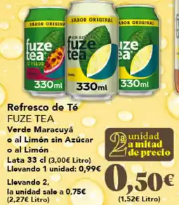 Gadis FUZE TEA Refresco de Té Verde Maracuyá o al Limón sin Azúcar o al Limón oferta