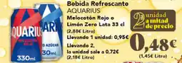 Gadis AQUARIUS Bebida Refrescante Melocotón Rojo o Limón Zero oferta