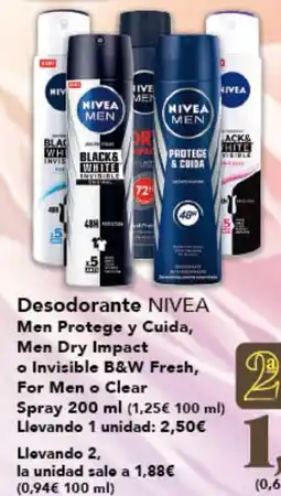 Gadis NIVEA Desodorante Men Protege y Cuida, Men Dry Impact o Invisible B&W Fresh, For Men o Clear spray oferta