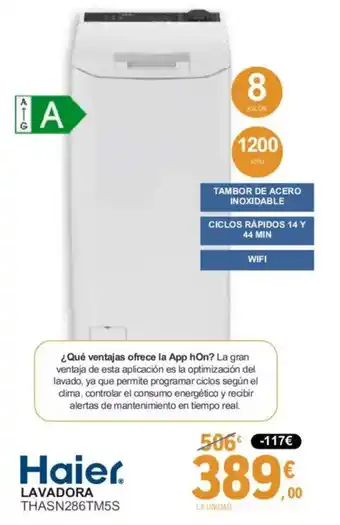 HAIER Lavadora thasn286tm5s