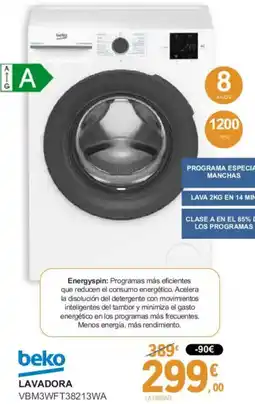E.Leclerc BEKO Lavadora vbm3wft38213wa oferta