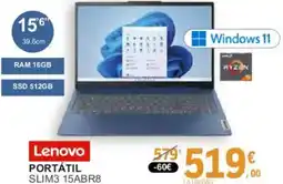 E.Leclerc LENOVO Portátil slim3 15abr8 oferta