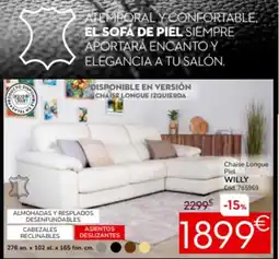 Conforama Chaise longue piel willy oferta