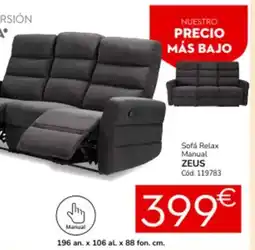 Conforama Sofá relax manual zeus oferta