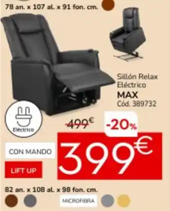 Conforama Sillón relax eléctrico max oferta