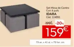 Conforama Set mesa de centro con 4 pufs idara oferta
