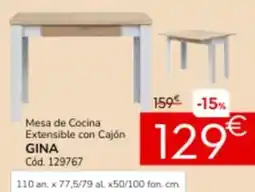 Conforama Mesa de cocina extensible con cajón gina oferta
