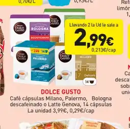 Hiperber DOLCE GUSTO Café cápsulas Milano, Palermo, Bologna descafeinado o Latte Genova, 14 cápsulas oferta