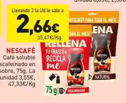 Hiperber NESCAFÉ Café soluble descafeinado en sobre oferta