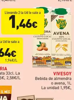 Hiperber VIVESOY Bebida de almendra o avena oferta