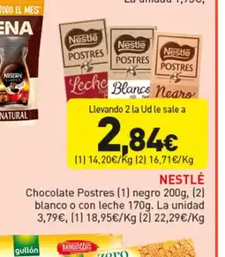 Hiperber NESTLÉ Chocolate Postres negro blanco o con leche oferta
