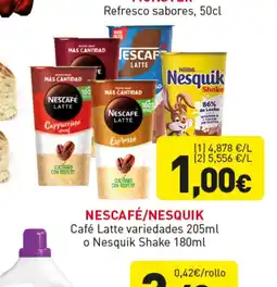 Hiperber NESCAFÉ/NESQUIK Café Latte variedades 205ml o Nesquik Shake oferta