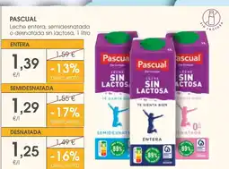 Supermercados Plaza PASCUAL Leche entera, semidesnatada o desnatada sin lactosa oferta