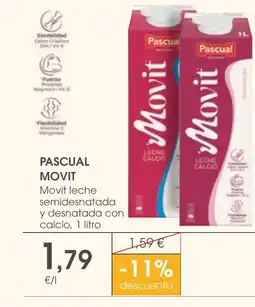 Supermercados Plaza PASCUAL MOVIT Movit leche semidesnatada y desnatada con calcio oferta