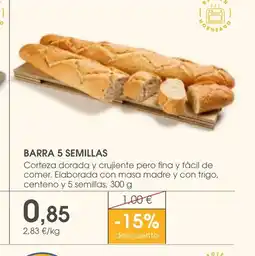 Supermercados Plaza BARRA 5 SEMILLAS Corteza dorada y crujiente pero fina y fácil de comer. oferta