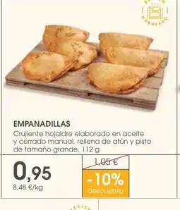 Supermercados Plaza EMPANADILLAS Crujiente hojaldre elaborado en aceite y cerrado manual, rellena de atún y pisto de tamaño grande oferta