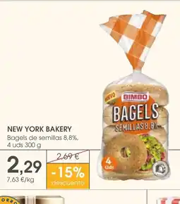 Supermercados Plaza NEW YORK BAKERY Bagels de semillas 8,8% oferta