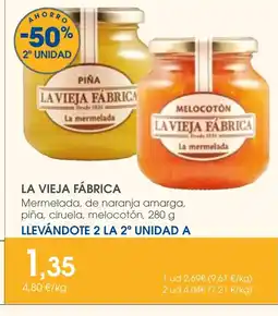 Supermercados Plaza LA VIEJA FÁBRICA Mermelada, de naranja amarga, piña, ciruela, melocotón oferta
