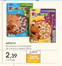 Supermercados Plaza ARTIACH Dinosaurus a cucharadas de cacao o cereal oferta