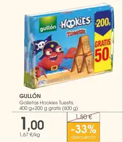 Supermercados Plaza GULLÓN Galletas Hookies Tuestis oferta
