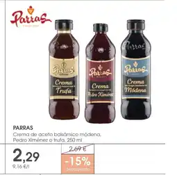 Supermercados Plaza PARRAS Crema de aceto balsámico módena, Pedro Ximénez o trufa oferta