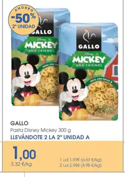 Supermercados Plaza GALLO Pasta Disney Mickey oferta